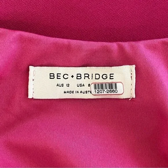 Bec + Bridge Amelie Magenta Hot Pink Sleeveless Bodycon Mini Dress Sz 8